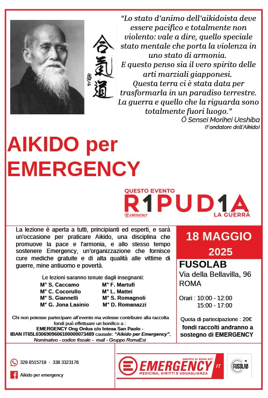 Aikido per Emergency - Roma 9-18 maggio 2025
